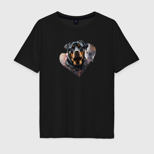 Мужская футболка хлопок Oversize с принтом Ротвейлер - навсегда в сердце, вид спереди #2