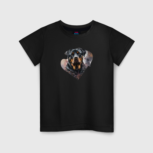 Детская футболка хлопок с принтом Ротвейлер - навсегда в сердце, вид спереди #2