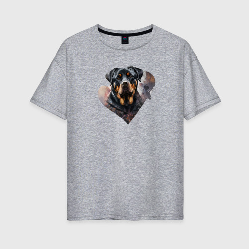 Женская футболка хлопок Oversize с принтом Ротвейлер - навсегда в сердце, вид спереди #2