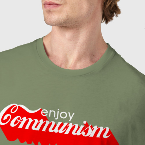 Мужская футболка хлопок Enjoy communism, цвет авокадо - фото 6