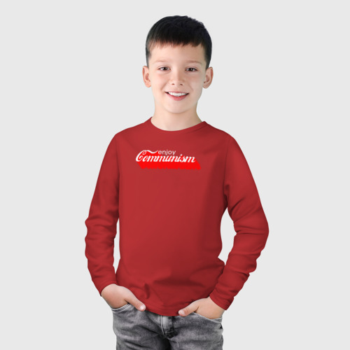 Детский лонгслив хлопок с принтом Enjoy communism, фото на моделе #1