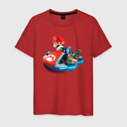 Мужская футболка хлопок Марио на машине