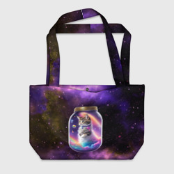 Пляжная сумка 3D Котик в звездном небе