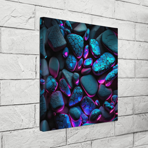 Холст квадратный Неоновые камни, цвет 3D печать - фото 3