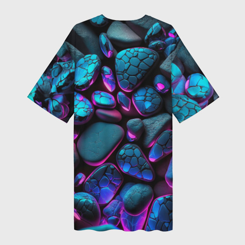 Платье-футболка 3D Неоновые камни, цвет 3D печать - фото 2