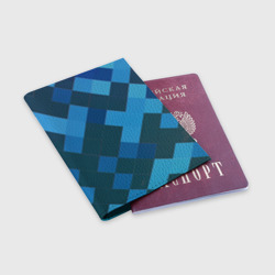 Обложка для паспорта матовая кожа Синий прямоугольный паттерн - фото 2