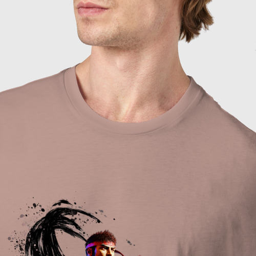 Мужская футболка хлопок Street Fighter 6 Ryu, цвет пыльно-розовый - фото 6