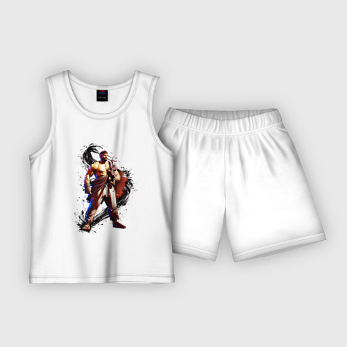 Детская пижама с шортами хлопок Street Fighter 6 Ryu, цвет белый