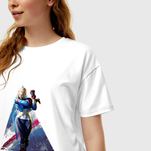 Женская футболка хлопок Oversize с принтом Street Fighter 6 Cammy, фото на моделе #1