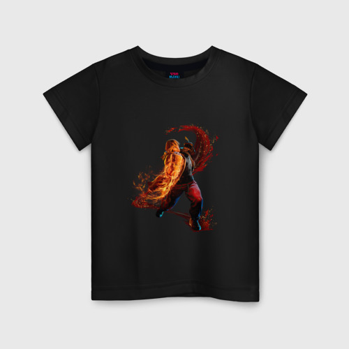Детская футболка хлопок Street Fighter 6 Ken, цвет черный