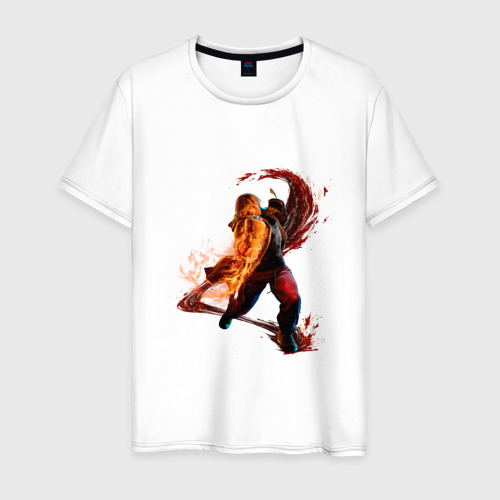 Мужская футболка из хлопка с принтом Street Fighter 6 Ken, вид спереди №1