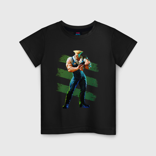 Детская футболка хлопок Street Fighter 6 Guile, цвет черный