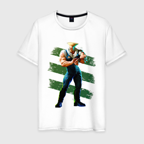 Мужская футболка из хлопка с принтом Street Fighter 6 Guile, вид спереди №1