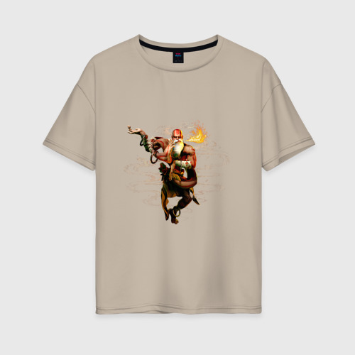 Женская футболка хлопок Oversize Street Fighter 6 Dhalsim, цвет миндальный