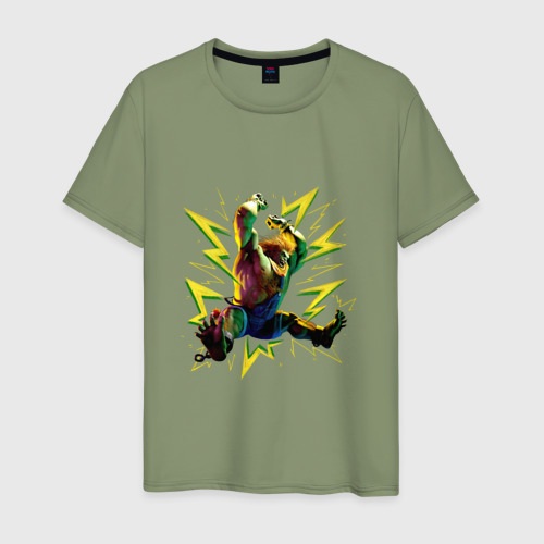 Мужская футболка хлопок Street Fighter 6 Blanka, цвет авокадо