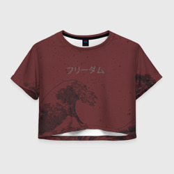 Женская футболка Crop-top 3D Большая волна в Канагава