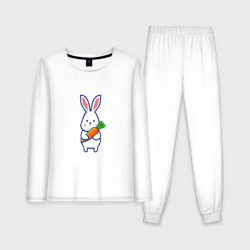 Женская пижама с лонгсливом хлопок Милый заяц с морковью
