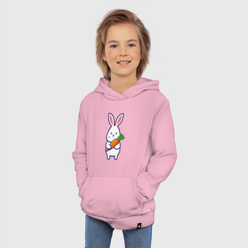 Детская толстовка хлопок Милый заяц с морковью, цвет светло-розовый - фото 5