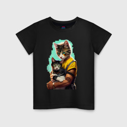Детская футболка хлопок Кот с котёнком - нейросеть