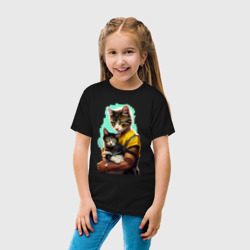 Детская футболка хлопок Кот с котёнком - нейросеть - фото 2