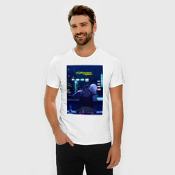Мужская футболка хлопок Slim Cyberpunk: Edgerunners Дэвид и Люси - фото 2
