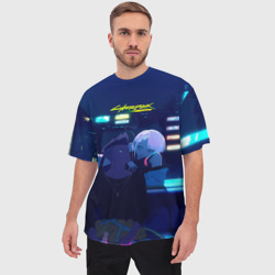 Мужская футболка oversize 3D Cyberpunk: Edgerunners Дэвид и Люси - фото 2