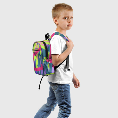 Детский рюкзак 3D с принтом Цветастая графика, вид сзади #1