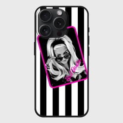 Чехол силиконовый для Apple iPhone 15 Pro Мax матовый Барби и полосы