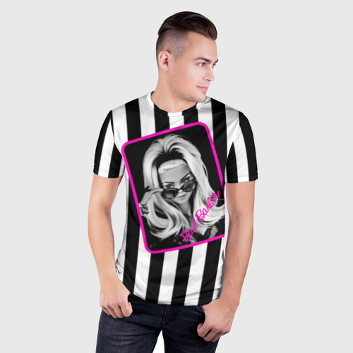 Мужская футболка 3D Slim Барби и полосы, цвет 3D печать - фото 3