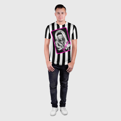 Мужская футболка 3D Slim Барби и полосы, цвет 3D печать - фото 4