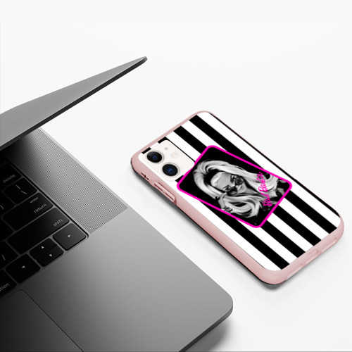 Чехол для iPhone 11 матовый силикон с принтом Барби и полосы, фото #5
