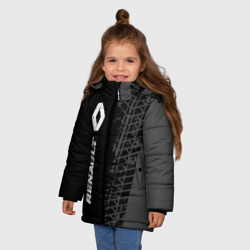 Зимняя куртка для девочек 3D Renault Speed на темном фоне со следами шин: по-вертикали - фото 2