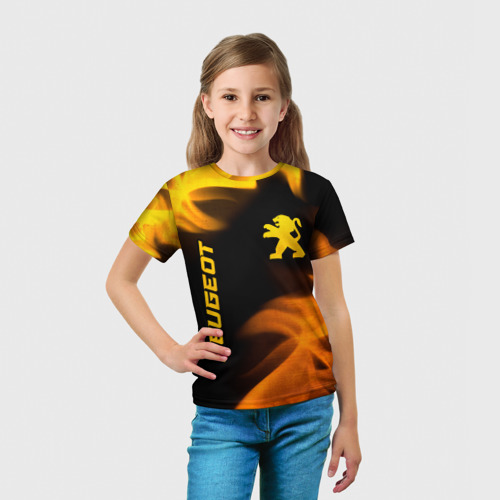 Детская футболка 3D Peugeot - gold gradient: надпись, символ, цвет 3D печать - фото 5