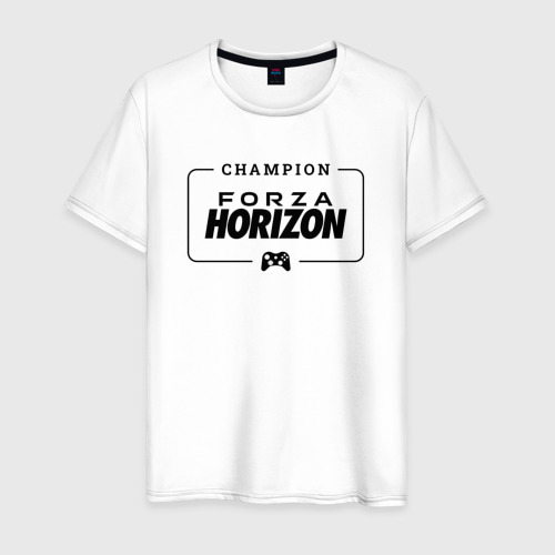 Мужская футболка хлопок Forza Horizon gaming champion: рамка с лого и джойстиком, цвет белый