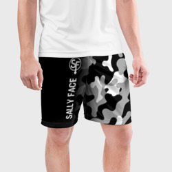 Мужские шорты спортивные Sally Face glitch на темном фоне: по-вертикали - фото 2