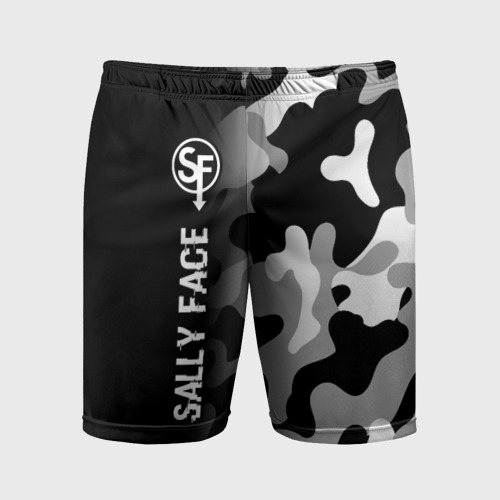 Мужские шорты спортивные Sally Face glitch на темном фоне: по-вертикали, цвет 3D печать