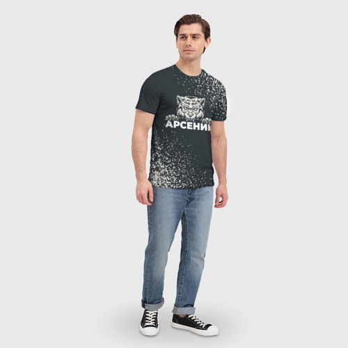 Мужская футболка 3D с принтом Арсений зубастый волк, вид сбоку #3