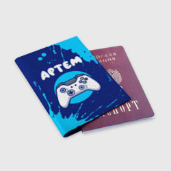 Обложка для паспорта матовая кожа Артем геймер - фото 2