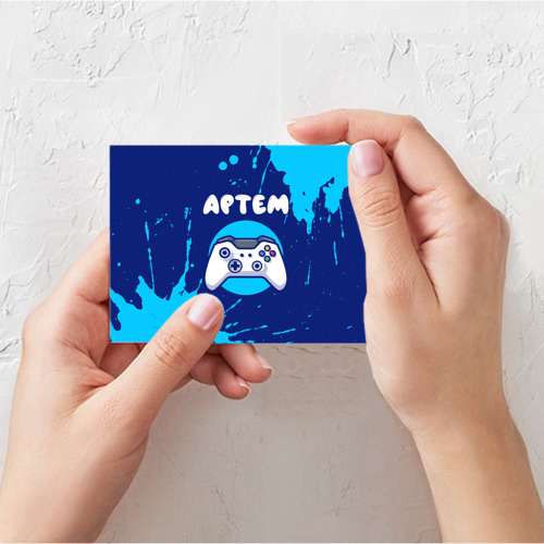Поздравительная открытка Артем геймер, цвет белый - фото 3