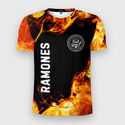 Мужская футболка 3D Slim Ramones и пылающий огонь