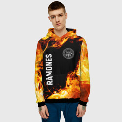 Мужская толстовка 3D Ramones и пылающий огонь - фото 2