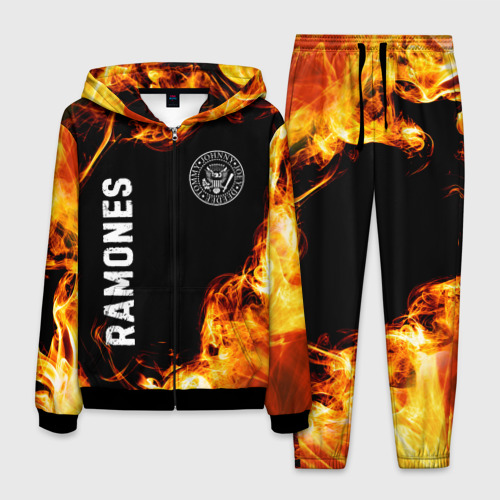 Мужской костюм 3D Ramones и пылающий огонь, цвет черный