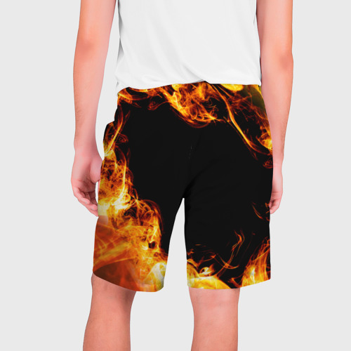 Мужские шорты 3D с принтом Ramones и пылающий огонь, вид сзади #1