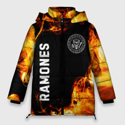 Женская зимняя куртка Oversize Ramones и пылающий огонь