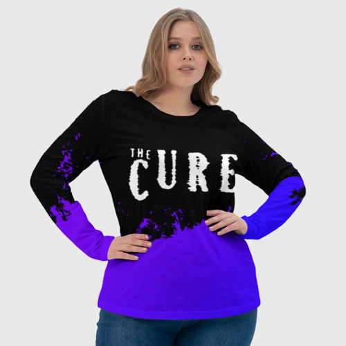 Женский лонгслив 3D The Cure purple grunge, цвет 3D печать - фото 6
