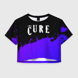 Женская футболка Crop-top 3D The Cure purple grunge