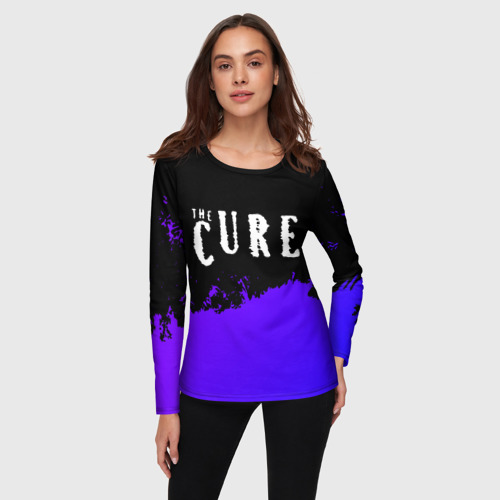 Женский лонгслив 3D The Cure purple grunge, цвет 3D печать - фото 3