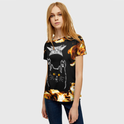 Женская футболка 3D Babymetal рок кот и огонь - фото 2
