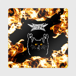 Магнит виниловый Квадрат Babymetal рок кот и огонь
