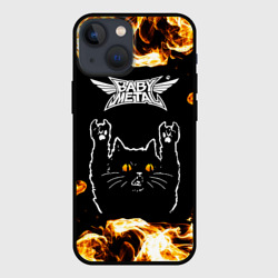 Чехол для iPhone 13 mini Babymetal рок кот и огонь